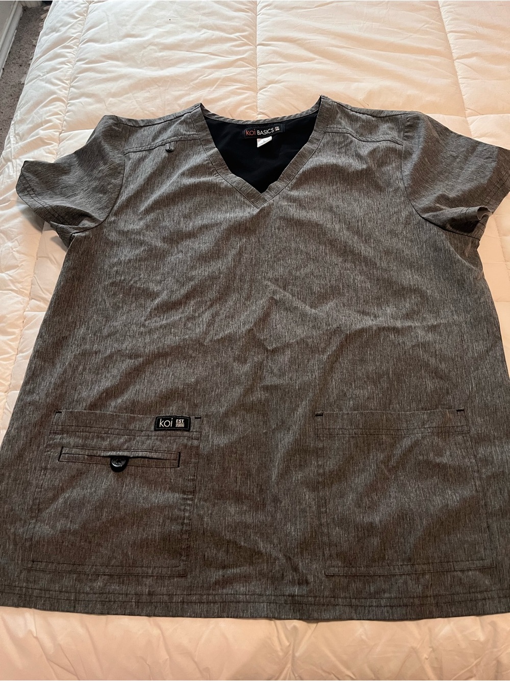koi Basics Women's Dark Gray V-Neck Scrub Top